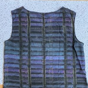 Theyskens’ Theory Tissue Silk Architectural Abstract Blouse, Purple Blue Green